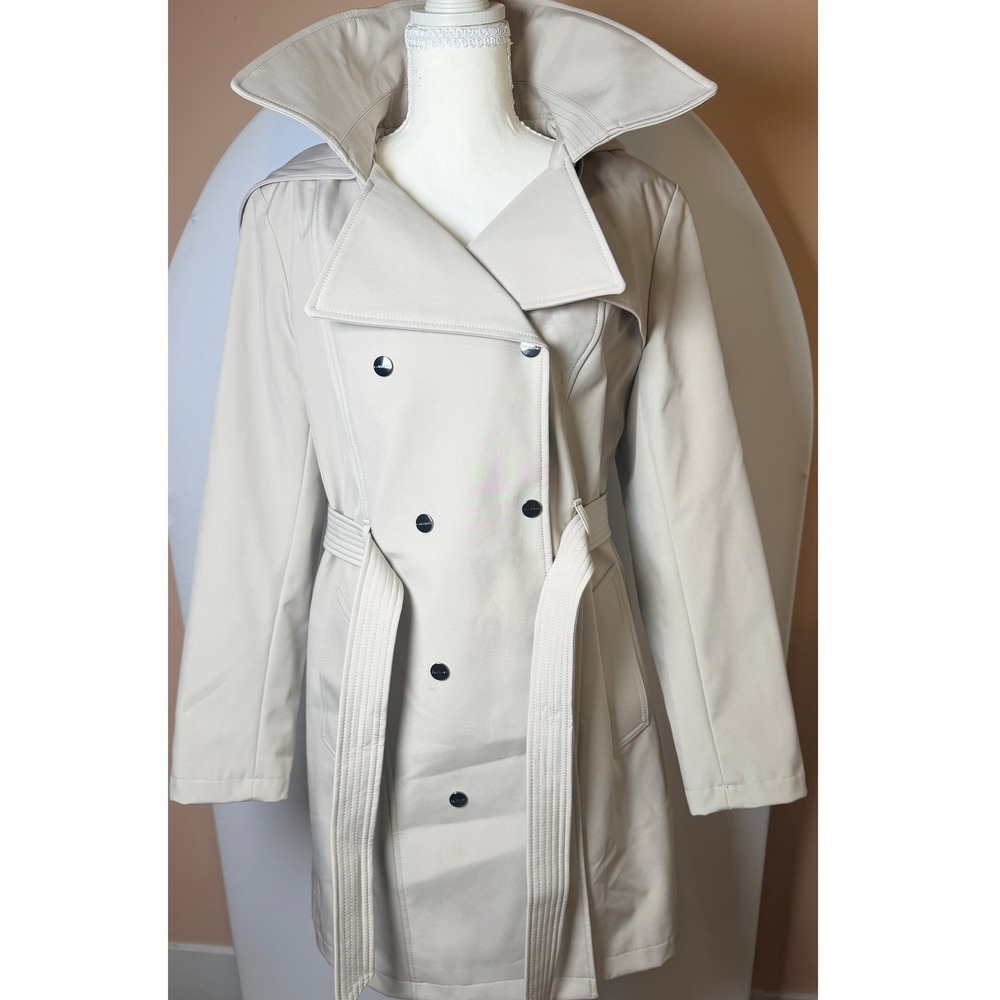 Calvin Klein Womens Hooded Double Breasted Coat Beig Sand Size S, M, XL, XXL NEW